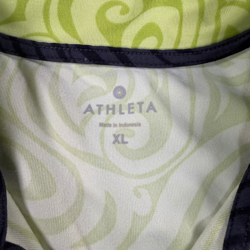Athleta Womens XL Lime Green Swirl 1/4 Zip Pullover Athleisure Thumbholes - Picture 3 of 12